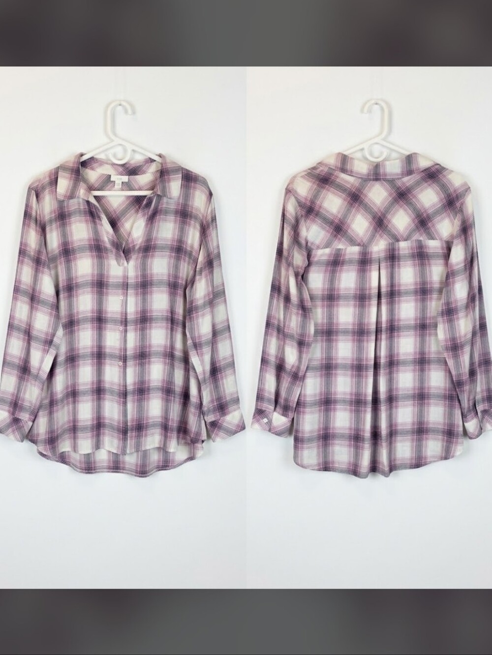 J. Jill Purple Plaid Flannel Pop-Over Top Blouse Women's XL Petite